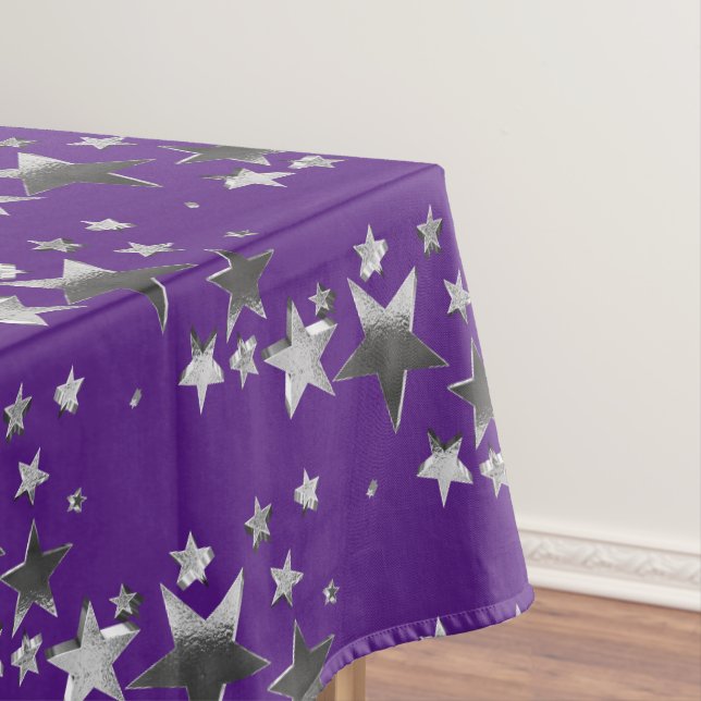 Nappe Violet Violet Gris Étoiles Motif Festive Élégant (In Situ)