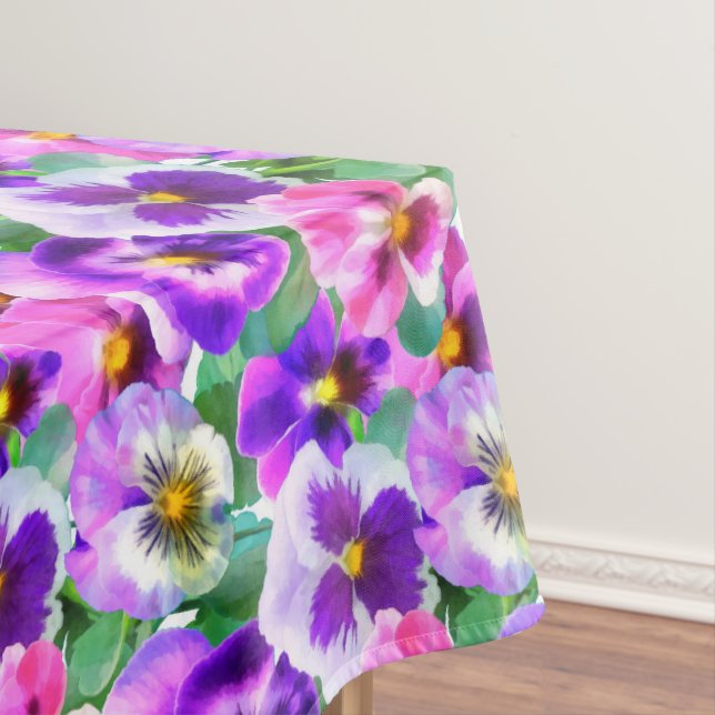 Nappe Violets colorés Pansy Flowers Motif (In Situ)