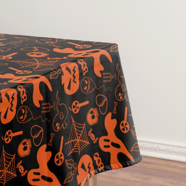 Nappe Visage Citrouille Halloween Jack-o'-lantern noir (In Situ)