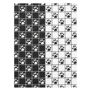 Nappe Vitre blanche noire Cute Paw Plaid