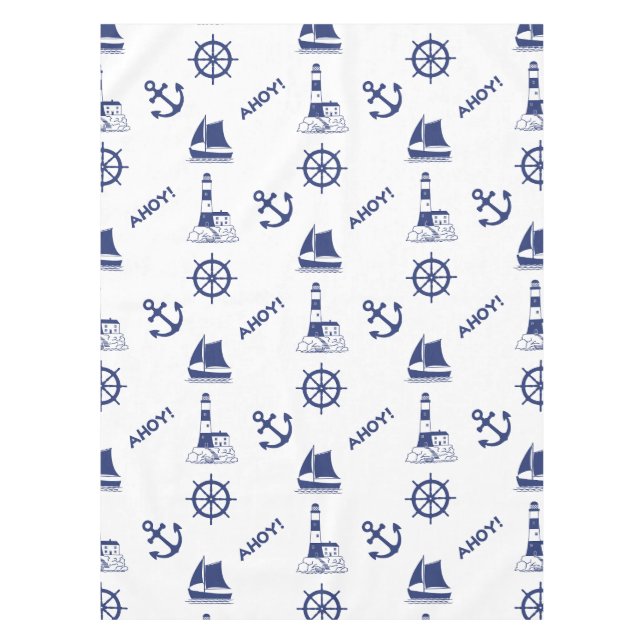 Nappe Voile Motif illustratif Marine Bleu+Blanc (Devant)