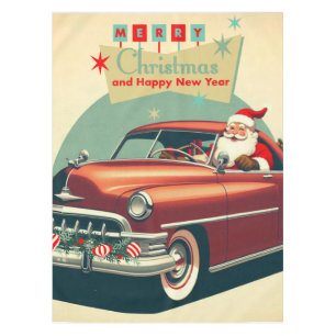 Nappe Voiture rouge vintage & Père Noël