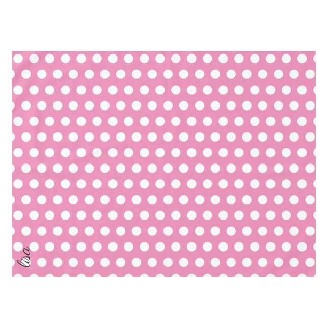Nappe votre nom en rose et blanc points motif tendance (Devant (Horizontal))
