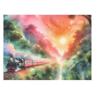 Nappe Voyage en train au coucher de soleil tropical à l'