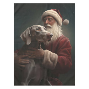 Nappe Weimaraner avec le Père Noël Festif de Noël