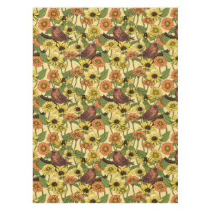 Nappe Wens et fleurs sur jaune pâle