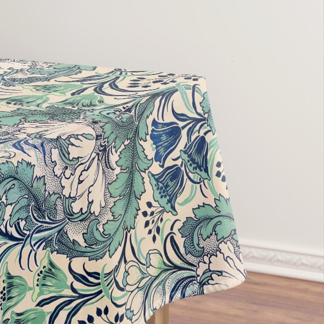 Nappe William Morris Vert Crème Turquoise Motif Floral (In Situ)