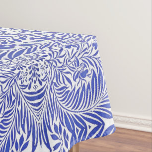 Nappe William Morris Vintage motif floral bleu blanc