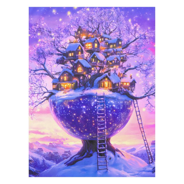 Nappe Winter Fantasy Snowy Tree Village Landscape (Devant)