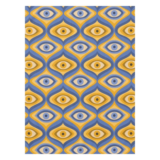 Nappe Yellow Blue Eye Art Déco Motif géométrique (Devant)
