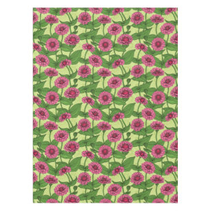 Nappe Zinnias rose sur vert clair
