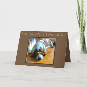 Napping Basset On "Just Because" Greeting Card