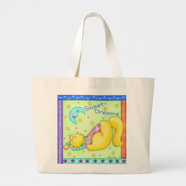 Napping Cat Sweet Dreams Diaper Bag Tote (Front)