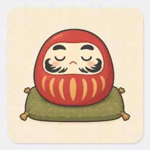 Napping Daruma Square Sticker