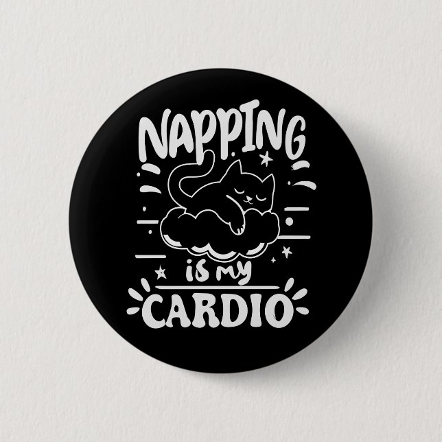 Napping Is My Cardio Simple Funny Cat Design 2 Inch Round Button (Front)
