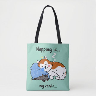 napping is... my cardio... sleeping nap tote bag