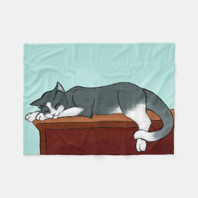 Napping Kitty Fleece Blanket (Front (Horizontal))
