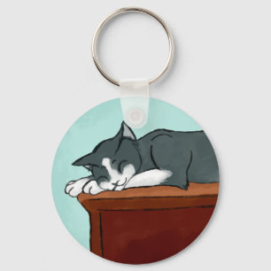 Napping Kitty Keychain