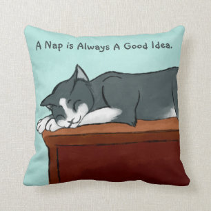 Napping Kitty Throw Pillow