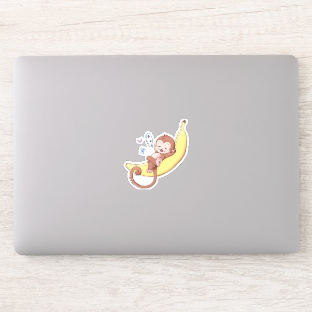 Napping Monkey on a Big Banana -- Stickers! (Computer)