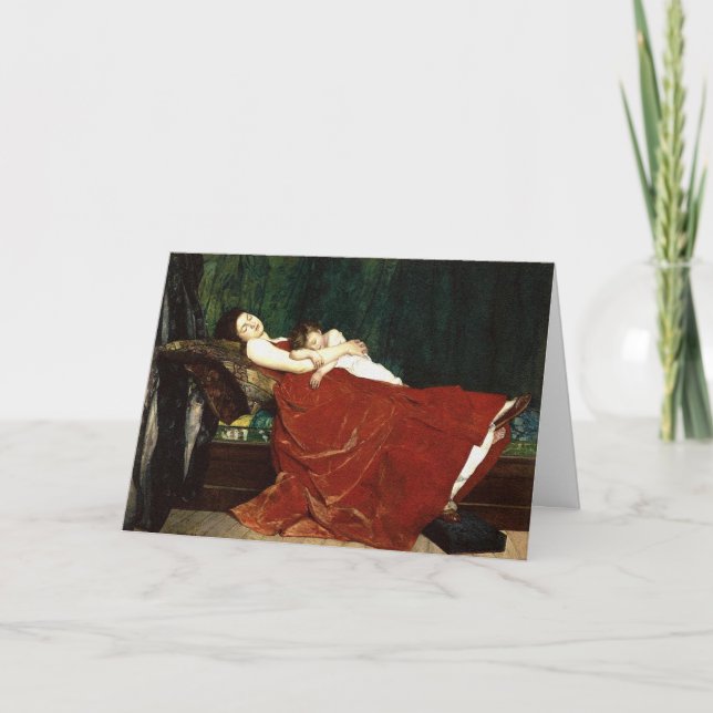 Napping Mother and Child Retro Look Card (Front)
