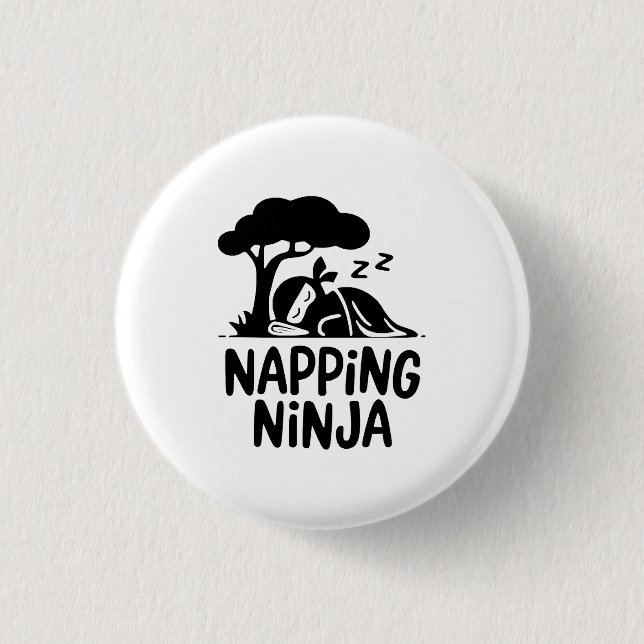Napping Ninja - Cute Sleepy Ninja Art Funny Sleep 1 Inch Round Button (Front)