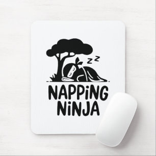 Napping Ninja - Cute Sleepy Ninja Art Funny Sleep Mouse Pad