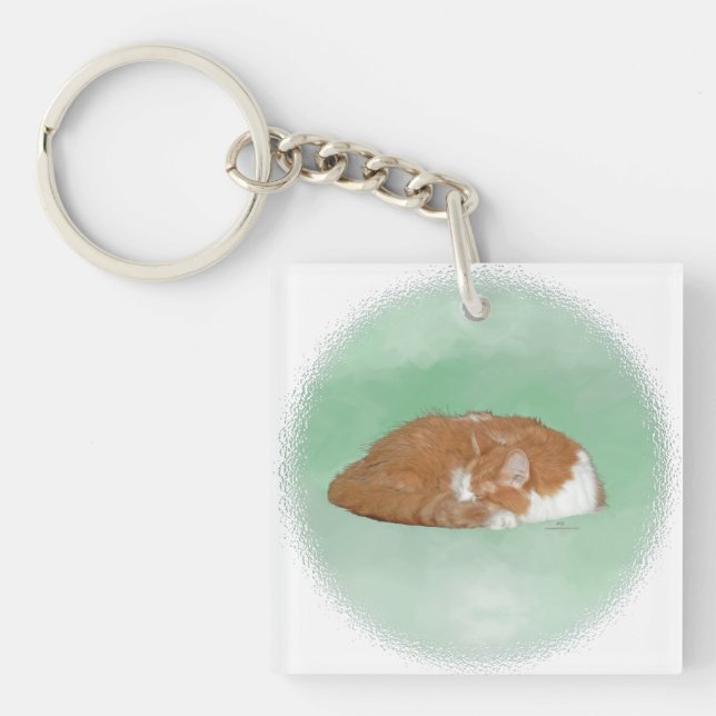 Napping Orange Kitty Keychain (Front)