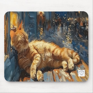 Napping Orange Tabby Mouse Pad