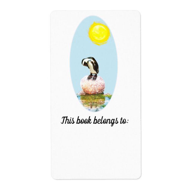Napping Penguin in the Sun Bookplate (Front)