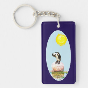 Napping Penguin in the Sun Keychain