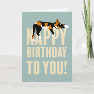 Nappy Birthday Sleeping Calico Cat Card