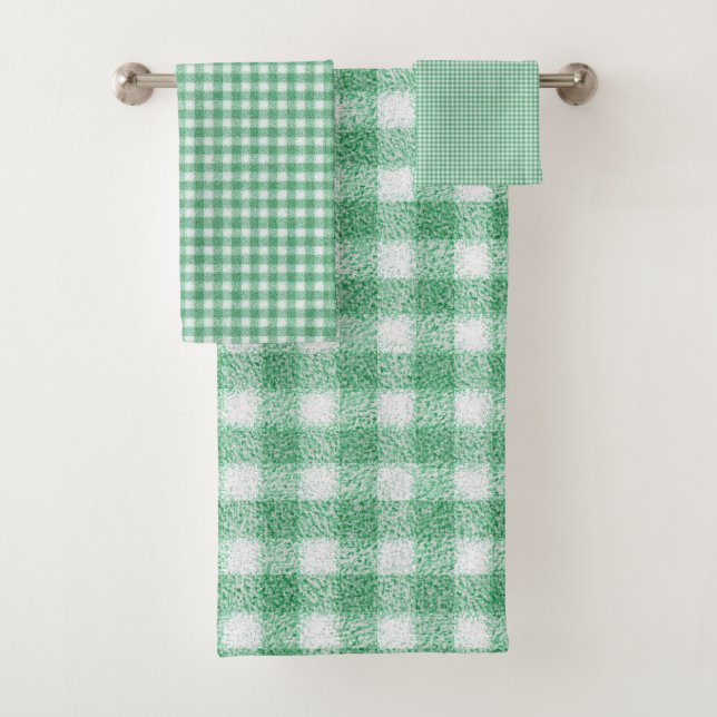 Nappy Mint Green Gingham  Bath Towel Set (Insitu)