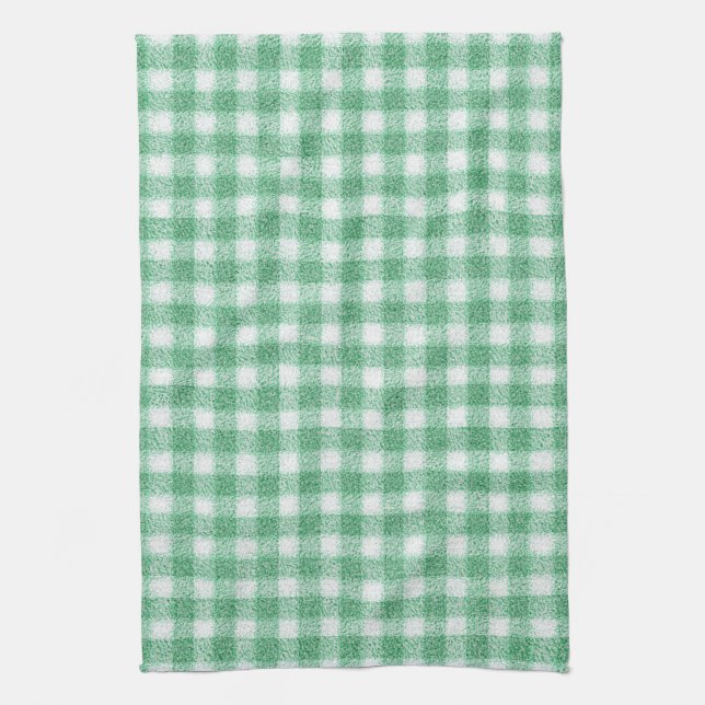 Nappy Mint Green Gingham  Kitchen Towel (Vertical)