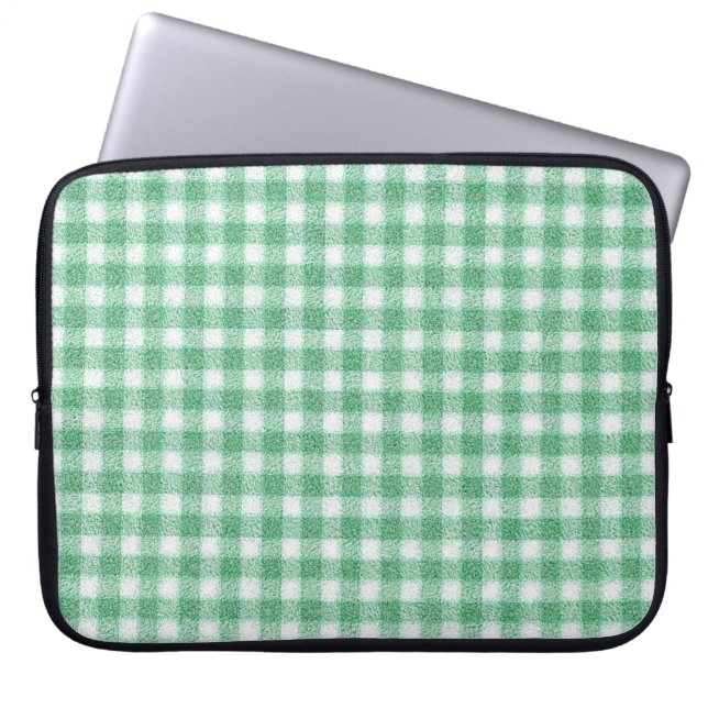 Nappy Mint Green Gingham  Laptop Sleeve (Front)