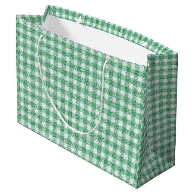Nappy Mint Green Gingham  Large Gift Bag (Back Angled)