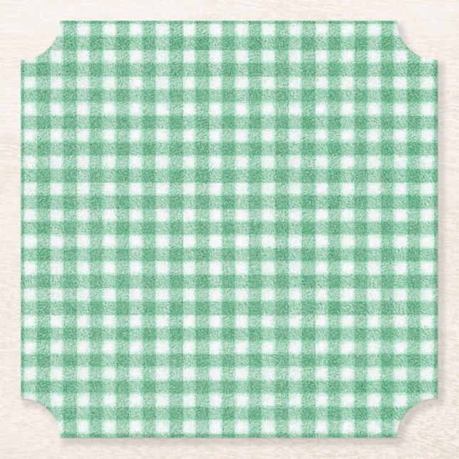 Nappy Mint Green Gingham  Paper Coaster (Front)