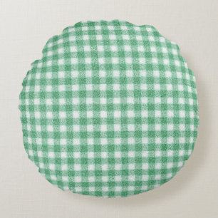 Nappy Mint Green Gingham Round Pillow