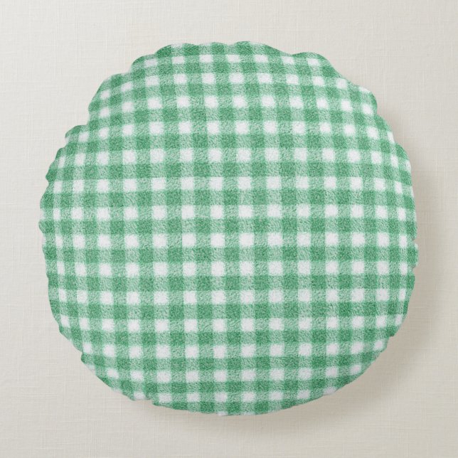 Nappy Mint Green Gingham  Round Pillow (Front)
