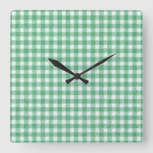 Nappy Mint Green Gingham Square Wall Clock