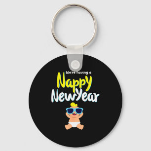 Nappy New Year Diaper Expecting Pregnant Funny Hap Keychain
