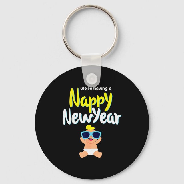 Nappy New Year Diaper Expecting Pregnant Funny Hap Keychain (Front)