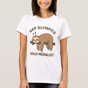 Naps Olympics Gold Medallist T-Shirt - Funny Sloth
