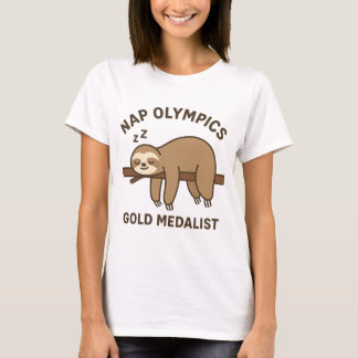 Naps Olympics Gold Medallist T-Shirt - Funny Sloth
