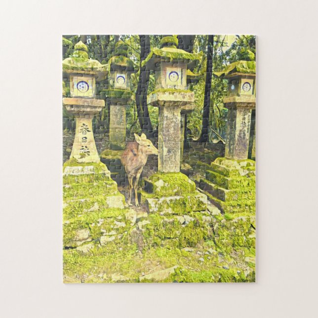 Nara Japan deer park travel print Jigsaw Puzzle (Vertical)