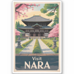 Nara Japan Illustration Travel Art Vintage