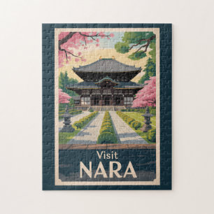 Nara Japan Illustration Travel Art Vintage Jigsaw Puzzle