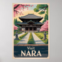 Nara Japan Illustration Travel Art Vintage
