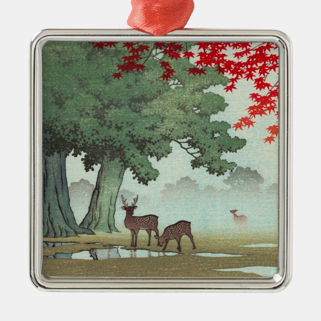 Nara Park Hasui Kawase shin hanga scenery art Metal Ornament (Front)