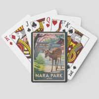 Nara Park Japan Deer Illustration Travel Art Retro